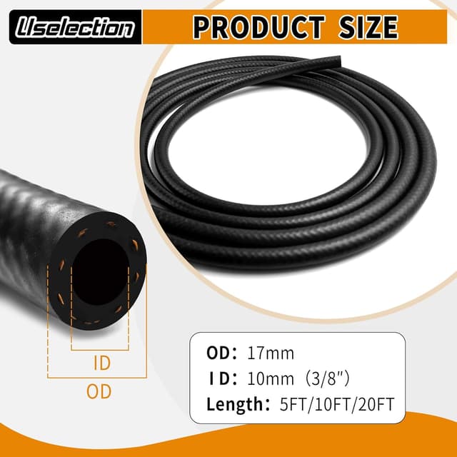Thumbnail 1 de 10FT Fuel Hose 3/8" ID NBR Rubber
