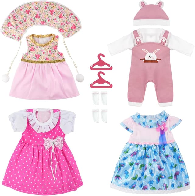 Detalle de Aolso set di vestiti per bambole New Born Baby Doll, 35–45 cm (con cappello), confezione da 4 serie Coniglio