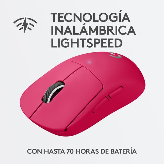 Detalle de Logitech Pro X Superlight ratón gaming 63 g 25.600 DPI rosa
