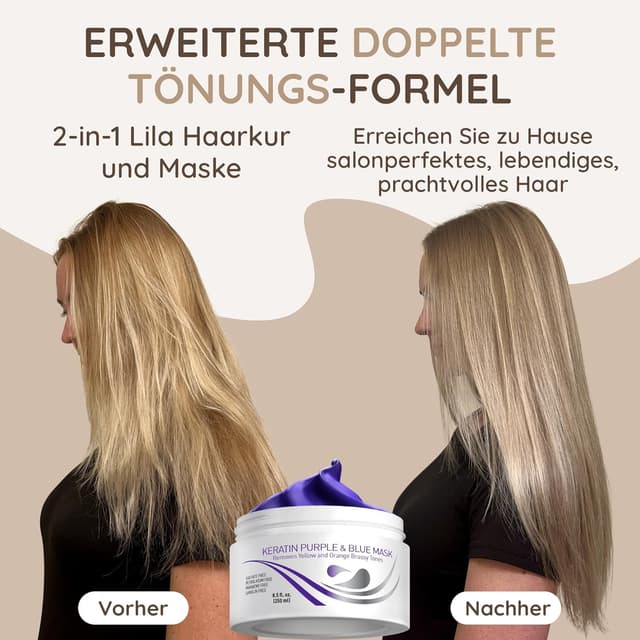 Detalle 2 de Vitamins Keratin Haarkur Silber Haar Maske – Shiny Hair Haarmaske für blondiertes, geschädigtes Haar