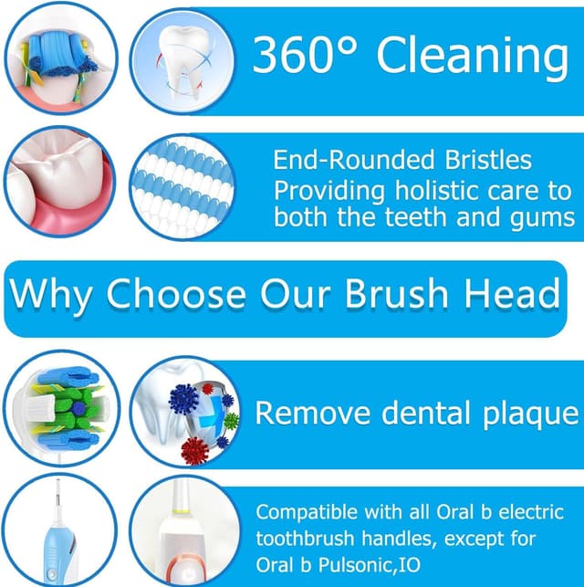 Detalle de Qitizu replacement toothbrush heads for Braun Oral-B electric brushes (8 pack, white)