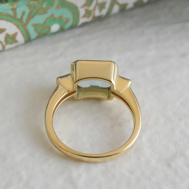 Detalle de Blautopas Art-Deco Sterling-Silberring mit Blue Topas, Zirkonen – Größe US 9 (Ø 19)