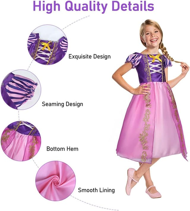 Detalle 2 de ACWOO Disfraz Rapunzel Niña morado