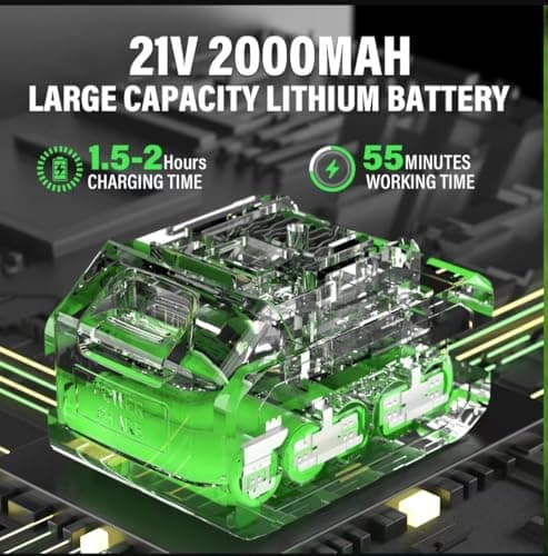 Detalle de Ginzyaiy Desbrozadora eléctrica a batería 4 en 1 con 2 baterías 21 V y cabezal giratorio 90°