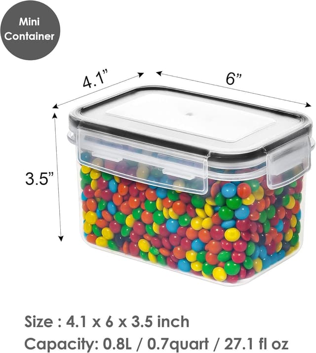 Detalle 2 de Vtopmart Vorratsdosen-Set 0,8 L (BPA-frei), luftdichte Schüttdosen für Müsli & Trockenware – Set mit Etiketten