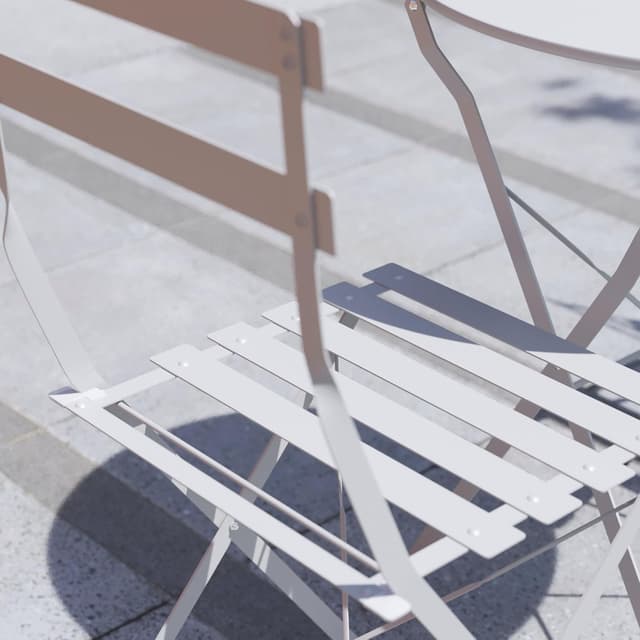 Thumbnail 6 de Garden Vida Porto 2 Seater Metal Folding 3-piece Bistro Set (Light Grey) for Garden, Patio & Balcony