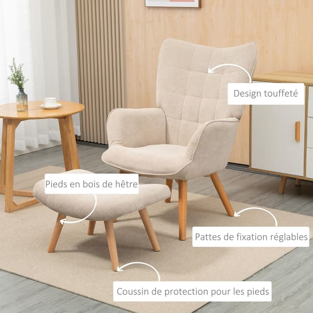 Detalle de Fauteuil HOMCOM avec repose pieds 150 kg