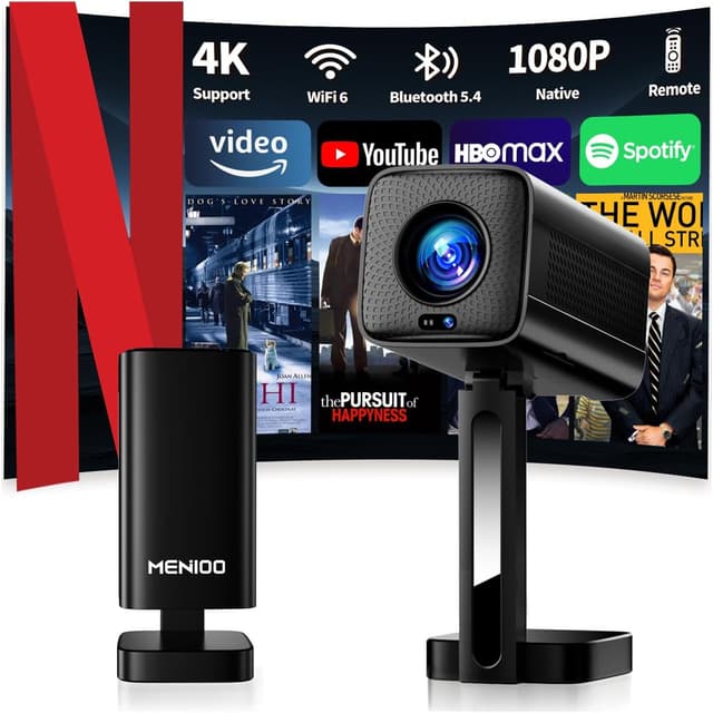 Detalle de Mini Projector 4K MENIOO con WiFi 6, Bluetooth 5.4 e Autofocus Auto Keystone