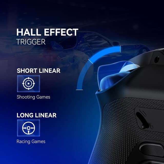 Detalle de FIEHDUW NO DRIFT ManbaOne — manette interactive à écran, joysticks à effet Hall et station de charge pour PC/Switch/iOS/Android