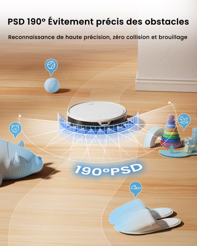 Detalle de OKP K5 Ultra Aspirateur Robot 5500 Pa, navigation Laser dToF et autonomie 170 min