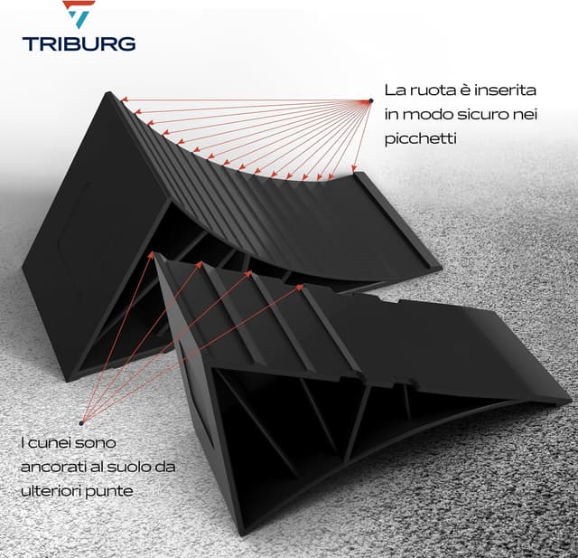Detalle de Cunei per ruote TRIBURG con supporto (set da 2) per rimorchi, caravan e camper fino a 1600 kg