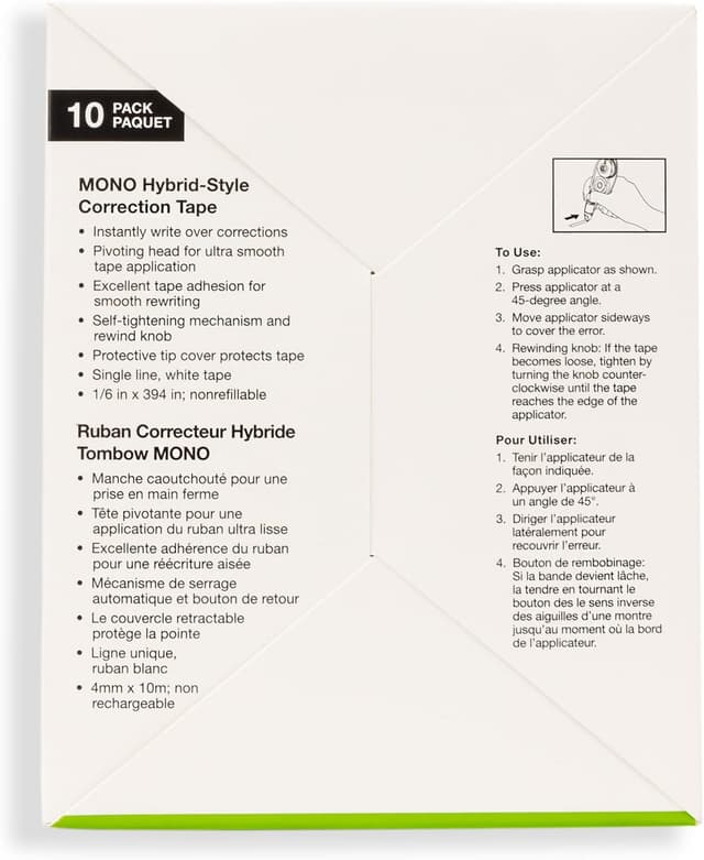 Detalle de Tombow MONO Hybrid Correction Tape (10-Pack) with Easy Side-Action Applicator