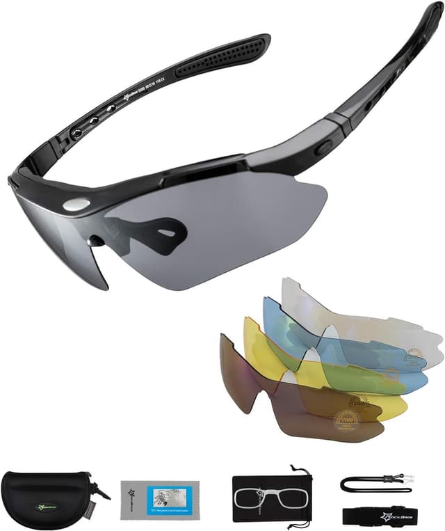 Detalle de ROCKBROS Polarised Cycling Sunglasses with 5 Interchangeable Lenses (TR90 unbreakable frame)
