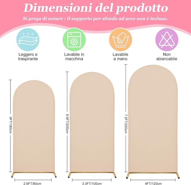 Detalle de Copertura per arco nuziale per sfondo e telaio ad arco (Beige, 6–6.6–7.2FT)