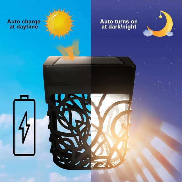 Detalle de Chipark Solar Fence Lights – IP65 Solar Wall Lights (6 Pack, Warm White)