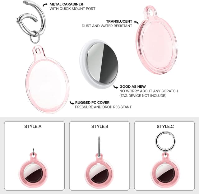 Detalle de Pautas 4-Pack Case for Apple AirTag Holder with Keychain (TPU Waterproof & Anti-Scratch Cover) for AirTag 1st/2nd Gen