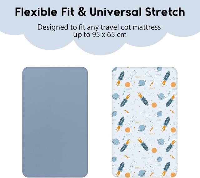 Detalle de Yoofoss Cot Bed Sheets 95 x 65 cm fitted cot bed sheets (2-pack) – super soft and breathable