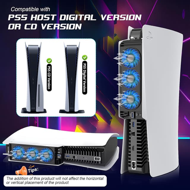 Detalle 2 de HUIJUTCHEN Lüfter für PS5 2‑Stufen Kühlungsgerät