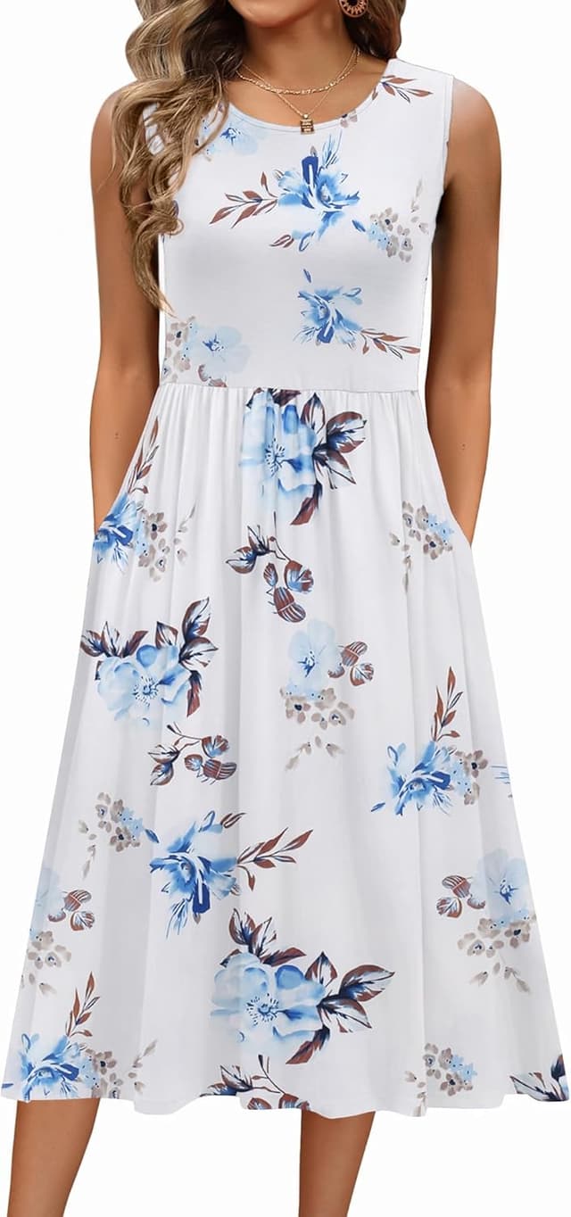 Thumbnail 6 de Robe longue d’été Zeagoo sans manches, évasée et ajustée à la taille avec poches