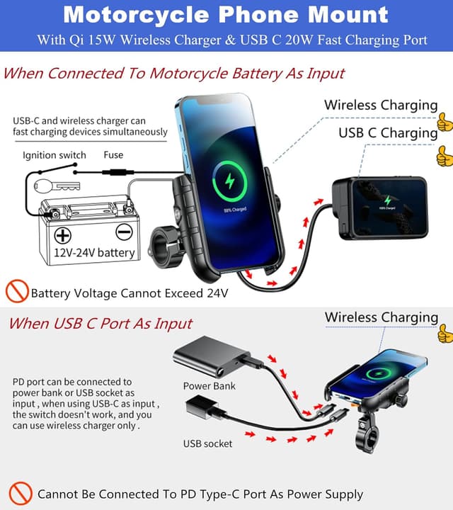 Detalle 2 de BRCOVAN Motorrad Handyhalterung Qi 15W