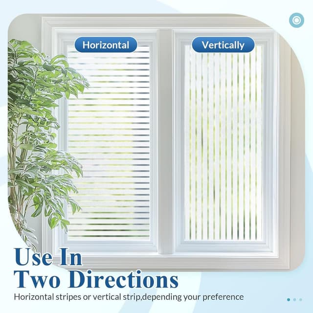 Thumbnail 6 de DOWELL Privacy Window Film with Classic Stripes & Blinds Pattern (60x200cm) — static cling, anti-UV, temporary privacy