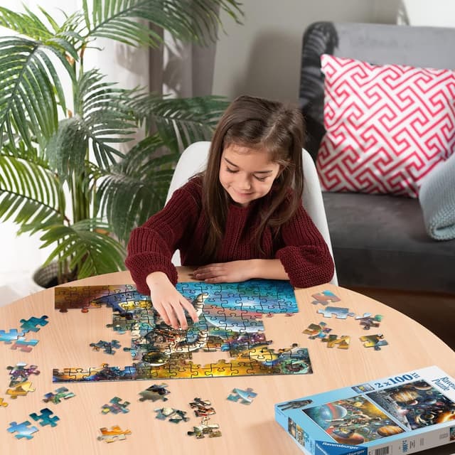 Detalle de Ravensburger Spazio: puzzle 2x100 pezzi (2 puzzle da 100) per bambini 6 anni in su, 26x18 cm
