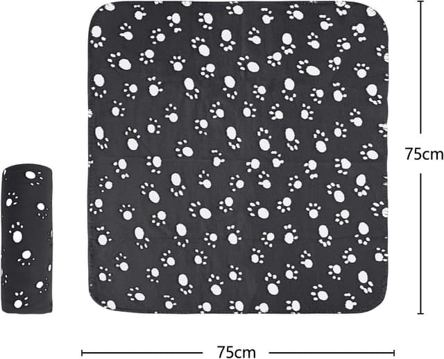 Detalle de Nobleza Morbida coperta in pile per cani e gatti, confezione da 6 pezzi (nero, 75 × 75 cm)