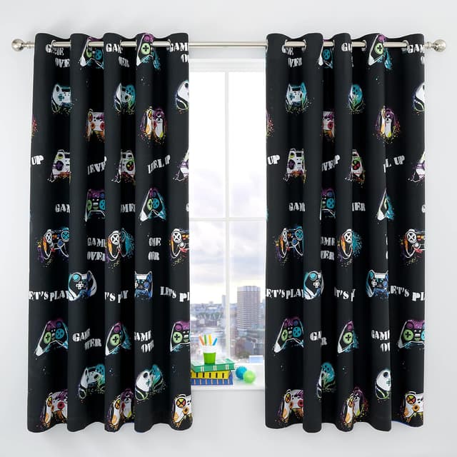 Imagen de Catherine Lansfield Game Over 66x72 inch Eyelet Curtains 🪟 en OfertitasTOP