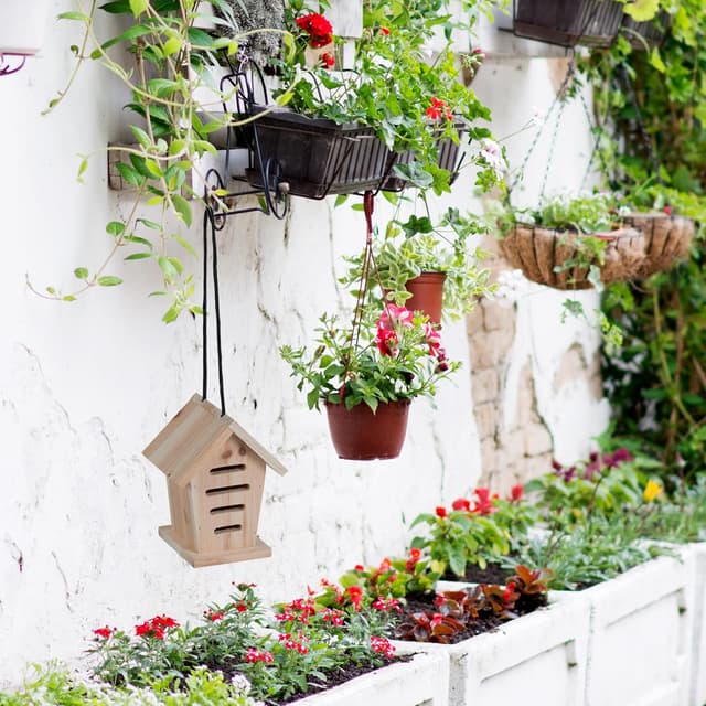 Detalle de Relaxdays Hôtel à Insectes en bois non traité (lot de 2) pour coccinelles, à suspendre dans le jardin