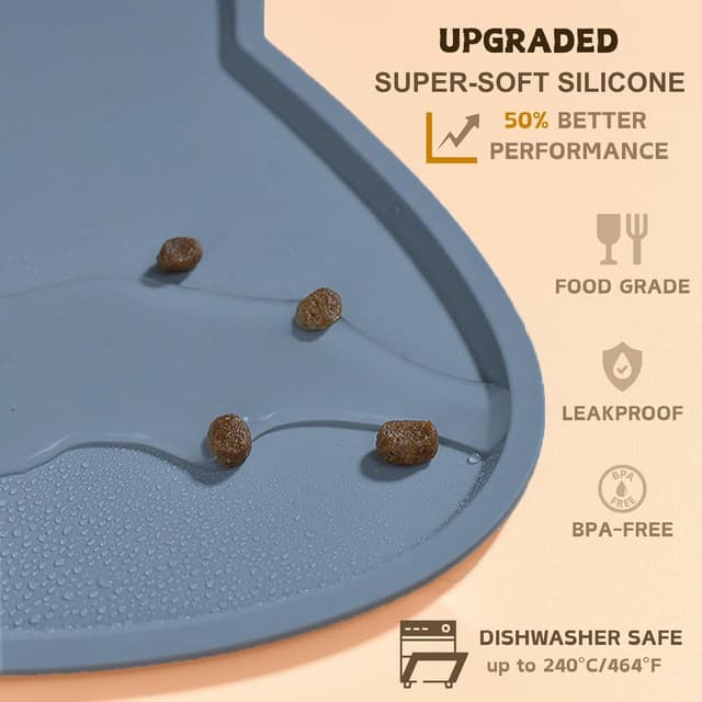 Detalle de Silicone Cat Food Mat (Stone Blue) — non-slip, waterproof feeding tray