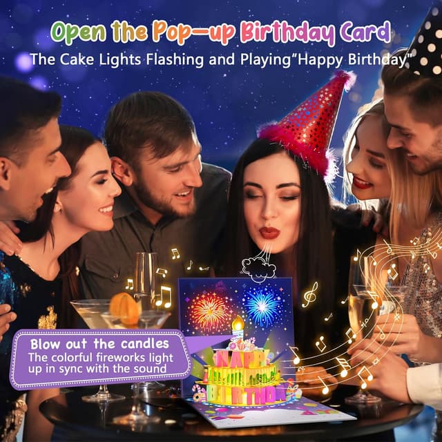 Detalle 2 de Birthday music and lights card with 7.1 inch