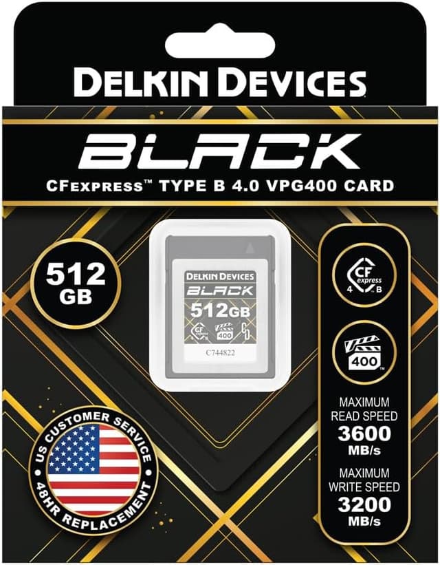 Detalle de Delkin Devices Black 512GB CFexpress Type B 4.0 VPG400 Memory Card (High-speed for 8K RAW)