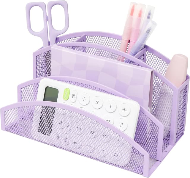 Thumbnail 6 de EXERZ Schreibtisch-Organizer aus Mesh – 3-stufiger Briefhalter mit 4 Fächern in Rosa