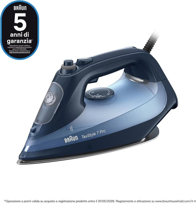 Detalle de Braun TexStyle 7 Pro SI7160BL, ferro da stiro con piastra FreeGlide 3D e colpo vapore 225 g/min