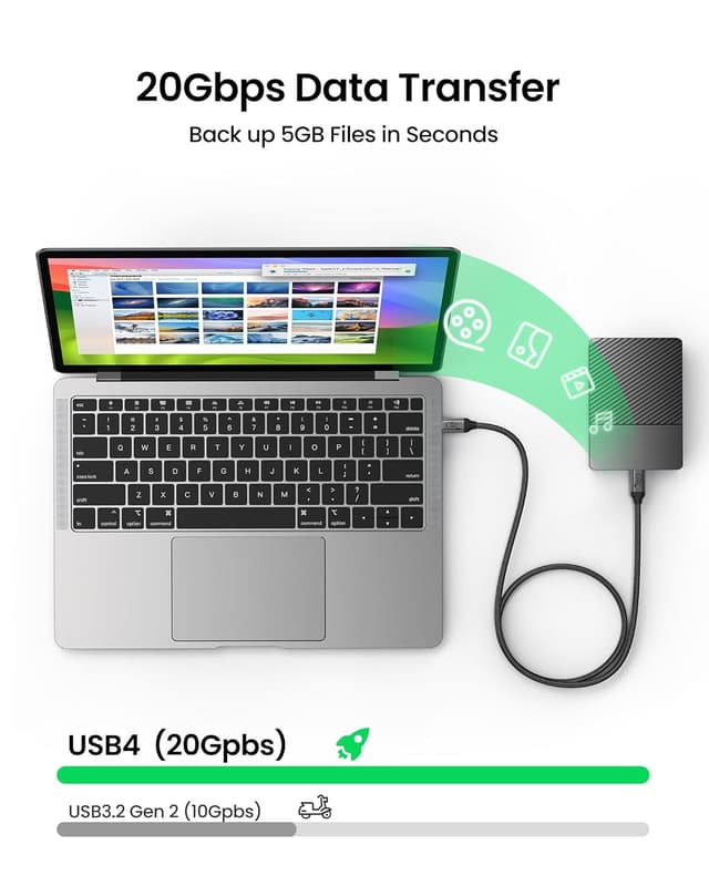 Detalle de Silkland USB4 für Thunderbolt 4 Kabel (5 m) – 20 Gbps, 5K/4K, bis zu 240 W PD 3.1