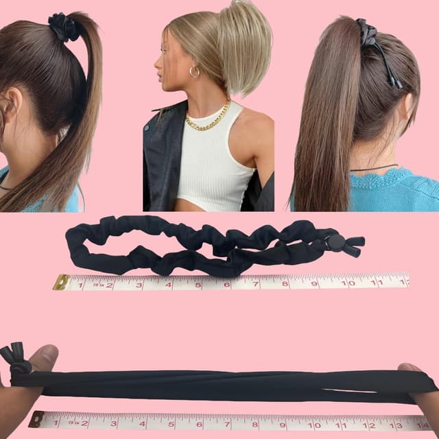 Detalle de 2 Pcs Adjustable Satin Hair Ties (Satin Scrunchies) for Afro Puff, Locs, Ponytails—No-Damage Hold (Black)