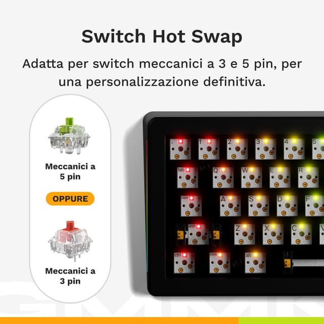Detalle de GLORIOUS Gaming GMMK 3 tastiera gaming meccanica full size personalizzabile (hot swap, QWERTY americano)