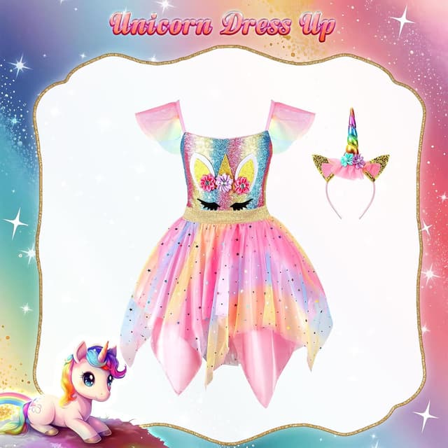 Detalle de HAMSILY Princess Dress Up Clothes Set for Little Girls (Princess, Unicorn, Mermaid & More)
