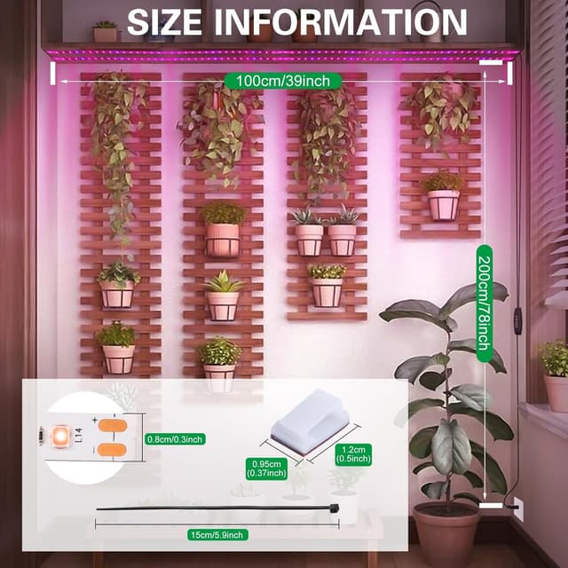 Thumbnail 4 de Grow Light Strip 120 LEDs 6.56ft for indoor plants 🌱