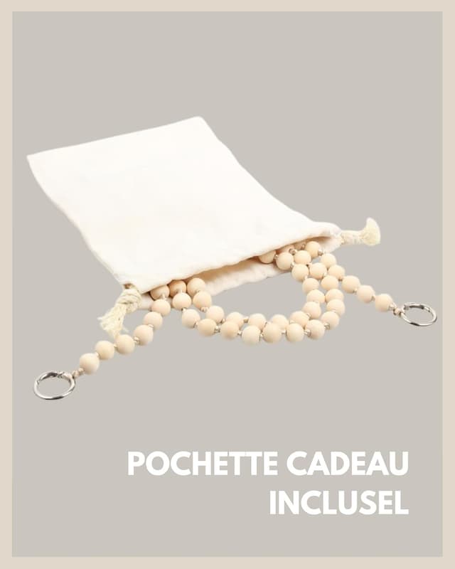 Detalle de Chaîne pour téléphone portable avec perles courte – dragonne universelle (patch, 24 cm)