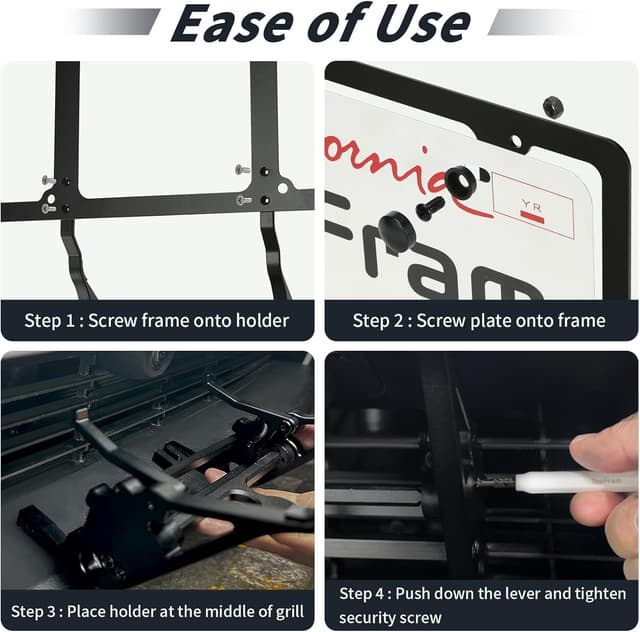 Detalle de TesFram 2026 Tesla Model 3 Front License Plate Holder (No-Drill, Lockable, No Block Camera Visibility)