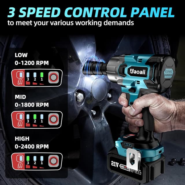 Thumbnail 5 de Uaoaii 1000Nm Cordless Impact Wrench with 2x 4.0Ah Batteries ๐