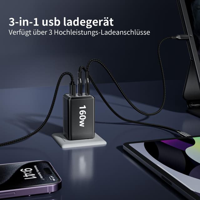 Detalle de HSSNS 160W USB C Ladegerät 3‑Port