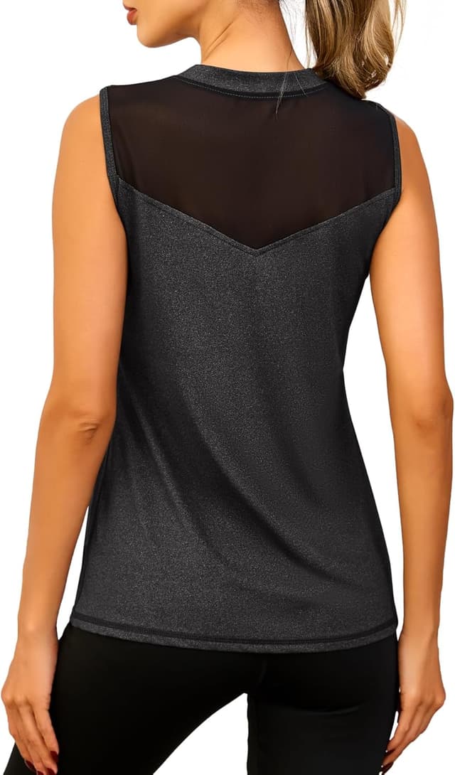 Detalle de Canotta sportiva da donna Memouniva senza maniche: top leggero traspirante per palestra, yoga e corsa