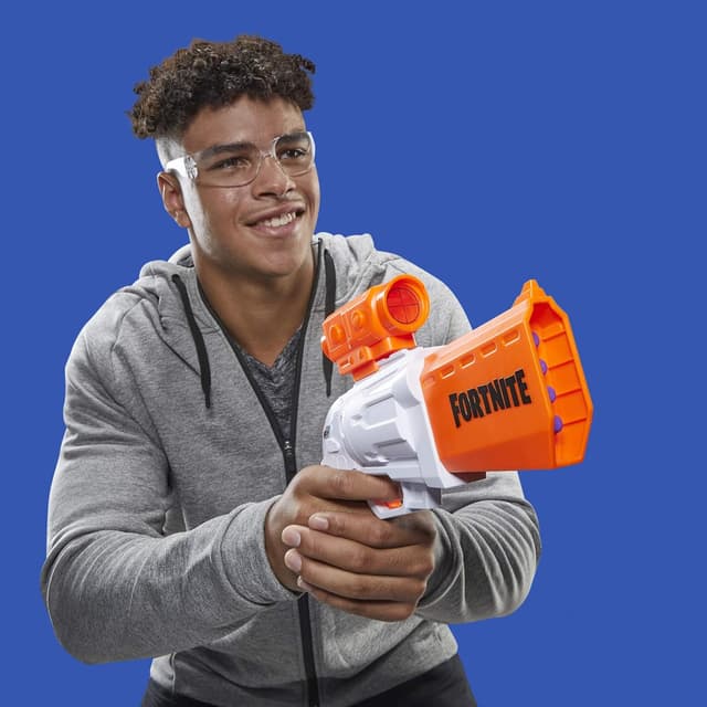 Detalle de Nerf Fortnite SR Blaster (4-Dart Hammer Action) with Removable Scope and 8 Nerf Elite Darts