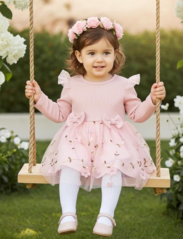 Detalle de PATPAT Robe tutu en tulle pour bébé fille à manches longues