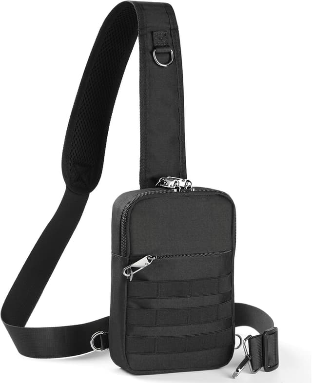 Detalle de BROADREAM Tactical Waterproof Sling Bag: anti-theft crossbody chest pack with RFID-blocking