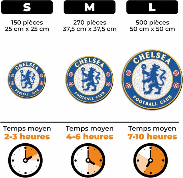 Detalle de Puzzle en bois Iconic Puzzles Chelsea (Logo), 500 pièces – Taille L