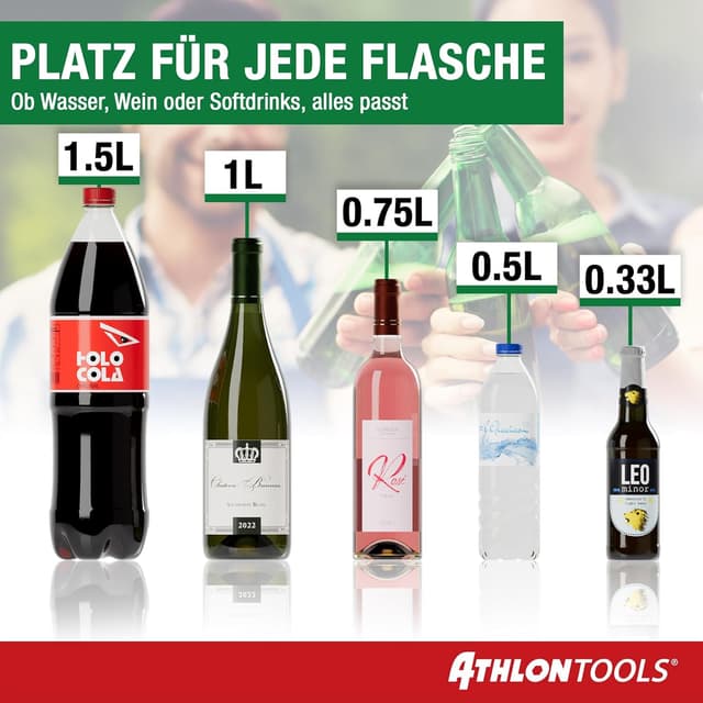Detalle de ATHLON TOOLS Flaschenträger für 9 Flaschen – faltbare, wasserabweisende Einkaufstasche mit Trennwänden (schwarz)