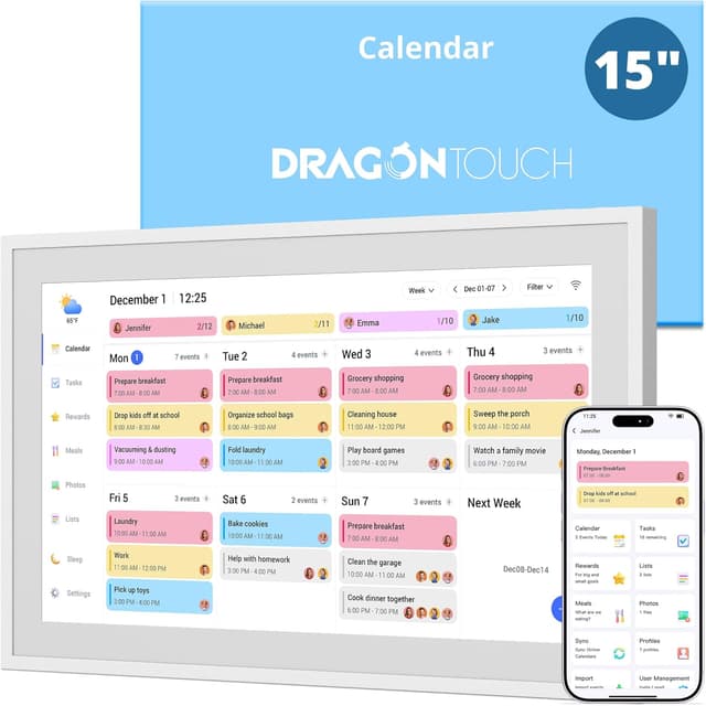 Detalle de Dragon Touch Calendar 15.6" digital wall calendar